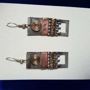 Mixed Metal Earrings in Sterling Silver